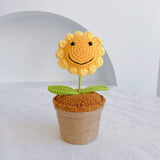 Hand Crochet Knitting Wool Smiley Face Sunflower Ornaments