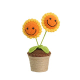 Hand Crochet Knitting Wool Smiley Face Sunflower Ornaments