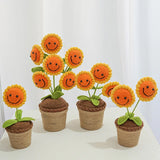 Hand Crochet Knitting Wool Smiley Face Sunflower Ornaments