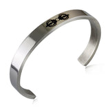 Men's Stainless Steel Hand Cuff Bracelet Vajra Scripture