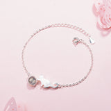 925 Silver Crystal Cat Bracelet Sweet Moonstone Jewelry SB119
