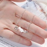 925 Silver Crystal Cat Bracelet Sweet Moonstone Jewelry SB119