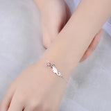 925 Silver Crystal Cat Bracelet Sweet Moonstone Jewelry SB119