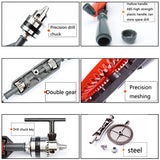 Mini Hand Drill 1/4-Inch with Double Pinions Design