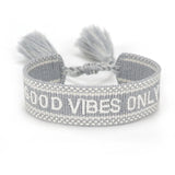 Hand Embroidered Tassel Letter Vibes Braided Bracelet