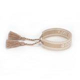 Hand Embroidered Tassel Letter Vibes Braided Bracelet