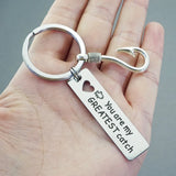 Hand-Engraved My Greatest Catch Hook Keychain Stainless Steel