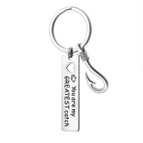 Hand-Engraved My Greatest Catch Hook Keychain Stainless Steel