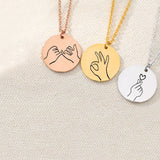 Hand Gesture Pendant Engrave Hand Sign Necklace Pinky Promise Personalized