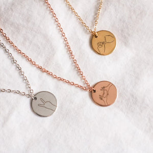 Hand Gesture Pendant Engrave Hand Sign Necklace Pinky Promise Personalized