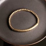 Hand Hammered Brass Tube Beaded Bracelet Vintage Street Rock Metal Jewelry