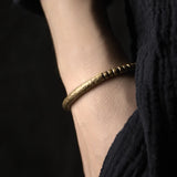 Hand Hammered Brass Tube Beaded Bracelet Vintage Street Rock Metal Jewelry