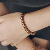 Hand Hammered Brass Tube Beaded Bracelet Vintage Street Rock Metal Jewelry