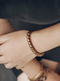 Hand Hammered Brass Tube Beaded Bracelet Vintage Street Rock Metal Jewelry