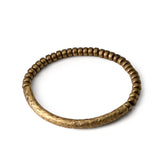 Hand Hammered Brass Tube Beaded Bracelet Vintage Street Rock Metal Jewelry