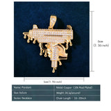 Gun Shape Men Pendant Necklace Chain Micro Pave Zircon Hip Hop Rock