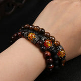 Tiger Eye Stone Beaded Bracelet Cuff Bangle Yoga Strand