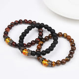 Tiger Eye Stone Beaded Bracelet Cuff Bangle Yoga Strand