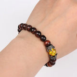 Tiger Eye Stone Beaded Bracelet Cuff Bangle Yoga Strand