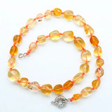 Hand Knotted Natural Crystal Stone Bead Necklace 14 inches Unisex