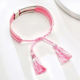 Hand-Made Beaded Stainless Steel Bar Bracelet for Medical Alert ID
