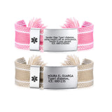Hand-Made Beaded Stainless Steel Bar Bracelet for Medical Alert ID