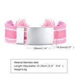Hand-Made Beaded Stainless Steel Bar Bracelet for Medical Alert ID