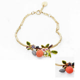 Enamel Colour Ceramic Glaze Fruits Raspberry Leaf Bracelet