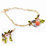 Enamel Colour Ceramic Glaze Fruits Raspberry Leaf Bracelet