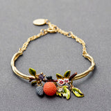 Enamel Colour Ceramic Glaze Fruits Raspberry Leaf Bracelet