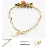 Enamel Colour Ceramic Glaze Fruits Raspberry Leaf Bracelet