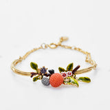 Enamel Colour Ceramic Glaze Fruits Raspberry Leaf Bracelet