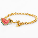 Enamel Watermelon Bracelet, Custom Lettering, Mother's Gift