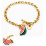 Enamel Watermelon Bracelet, Custom Lettering, Mother's Gift