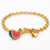 Enamel Watermelon Bracelet, Custom Lettering, Mother's Gift