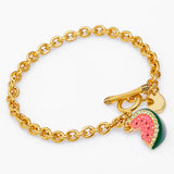 Enamel Watermelon Bracelet, Custom Lettering, Mother's Gift
