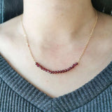 Garnet Stone Choker 14K Filled Chain Necklace for Women