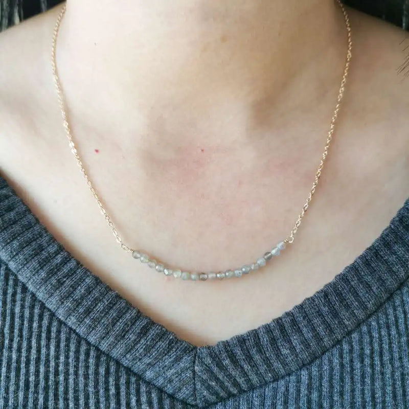 Labradorite Natural Stone Choker 14K Filled Chain Necklace