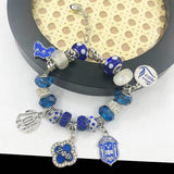 Greek Sorority Big Hole Beads ZPB Shield Map Charm Bracelet Man Jewelry