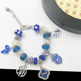 Greek Sorority Big Hole Beads ZPB Shield Map Charm Bracelet Man Jewelry