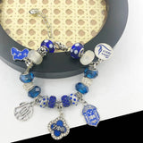 Greek Sorority Big Hole Beads ZPB Shield Map Charm Bracelet Man Jewelry