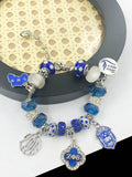 Greek Sorority Big Hole Beads ZPB Shield Map Charm Bracelet Man Jewelry
