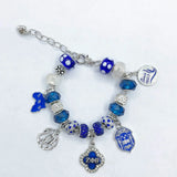 Greek Sorority Big Hole Beads ZPB Shield Map Charm Bracelet Man Jewelry