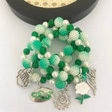 Greek Sorority Green Links Rose Letter Pearl Bracelet