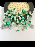 Greek Sorority Green Links Rose Letter Pearl Bracelet