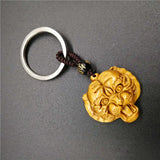 Tiger Eye Stone Tiger Head KeyChain for Women Men