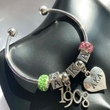 Green Pink Disco Ball Heart Letter Cuff Bangles Bracelet Jewelry