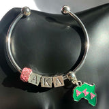 Green Pink Disco Ball Heart Letter Cuff Bangles Bracelet Jewelry