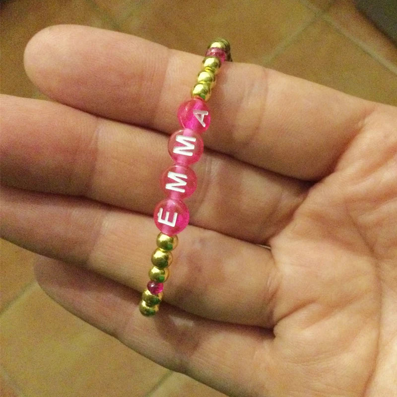 Hand-Made Pink Name Women's Personalized Bracelet
