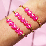 Hand-Made Pink Name Women's Personalized Bracelet